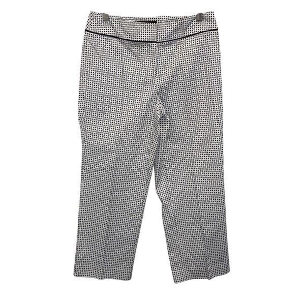Talbots Stretch Black & White Basket Weave Flat Front Capri Pants Size 4 EUC‎